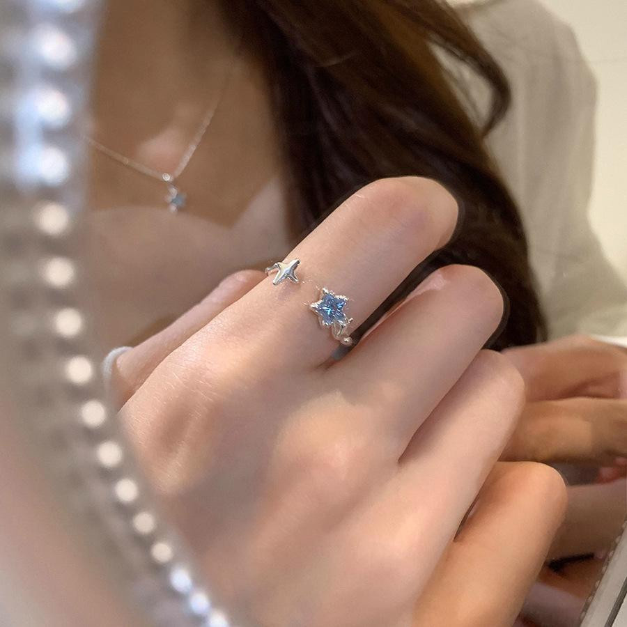 Sternring Damen, Silber, blauer Kristall - Bild 4