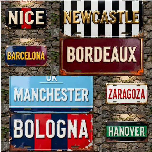 Potdemiel Retro Aluminium-Nummernschild aus Metall für die Wanddekoration B/H: 30 x 30 cm - Bild 1