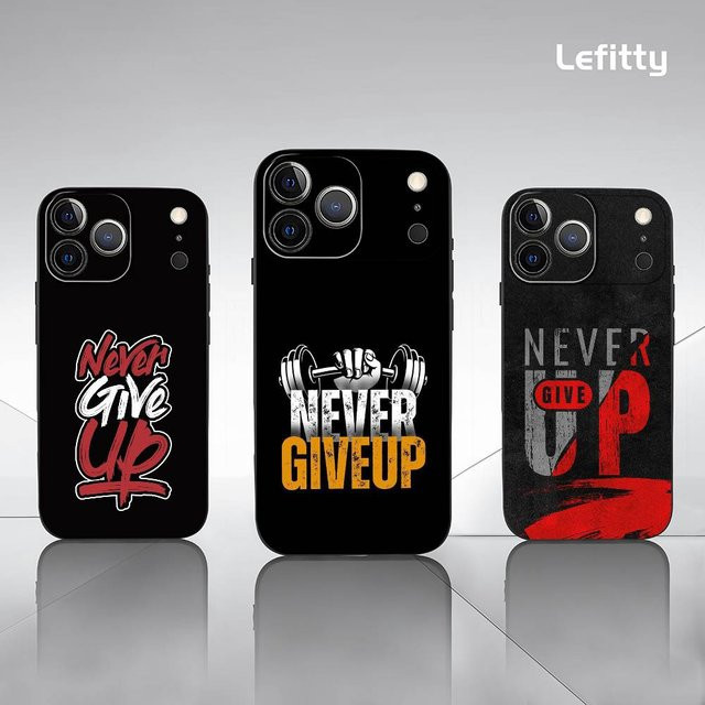 Never Give Up Softshell Handyhülle für iPhone 17 bis 11 Pro Max Plus Mini, Schwarz, Mattiert - Bild 1