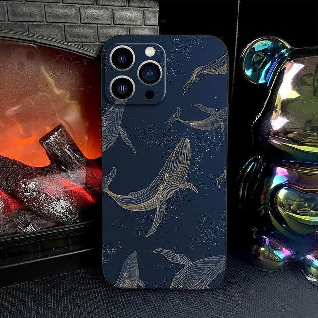 Remazy Handyhülle mit Wal-Design für iPhone, stoßfeste weiche Silikonhülle, Blau - Bild 1