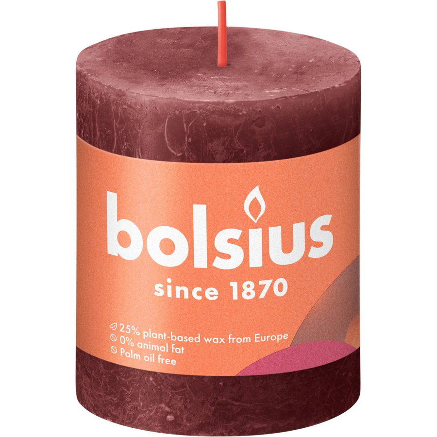 Bolsius Shine Rustik-Kerze in Dunkelrot, Durchmesser: 6,8 cm, Höhe: 8,0 cm - Bild 2