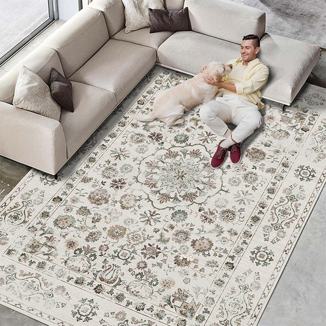 VIKAMA American Perser Retro Kaschmir-Imitationsteppich in Oriental-Optik für Wohnzimmer, Schlafzimmer und Küche, Rechteckig, Breite: 150 cm, Tiefe: 100 cm - Bild 1