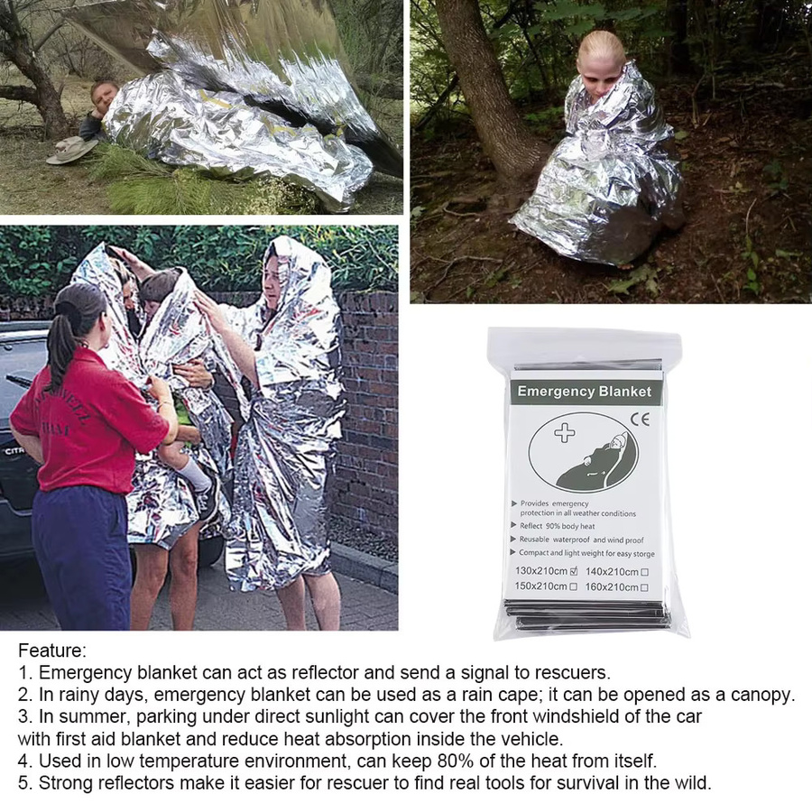 KKJoy Notfall-Folien-Thermodecke Silber, Wasserdicht und Winddicht für Outdoor, Camping und Erste Hilfe - Bild 4