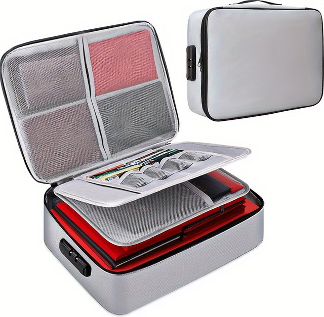Dokumenten-Organizer-Tasche in Grau aus Kunststoff als sicherer und verschließbarer Ausweishalter und Reise-Aufbewahrungsbox - Bild 1