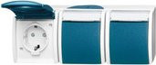 Busch-Jaeger 3-fach Aufputz-Steckdose IP44 in Blau-Grau - Bild 1