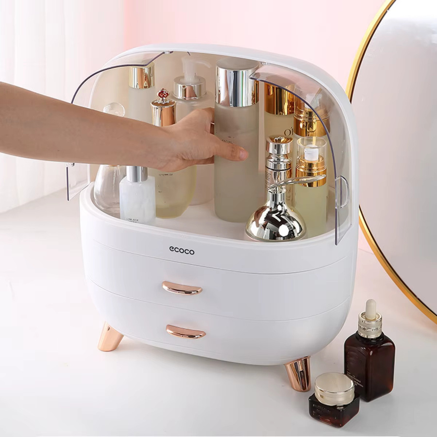 Staubdichte und wasserdichte Kosmetische Aufbewahrungsbox in Weiß für Make-up und Hautpflege mit Schubladen - Bild 2