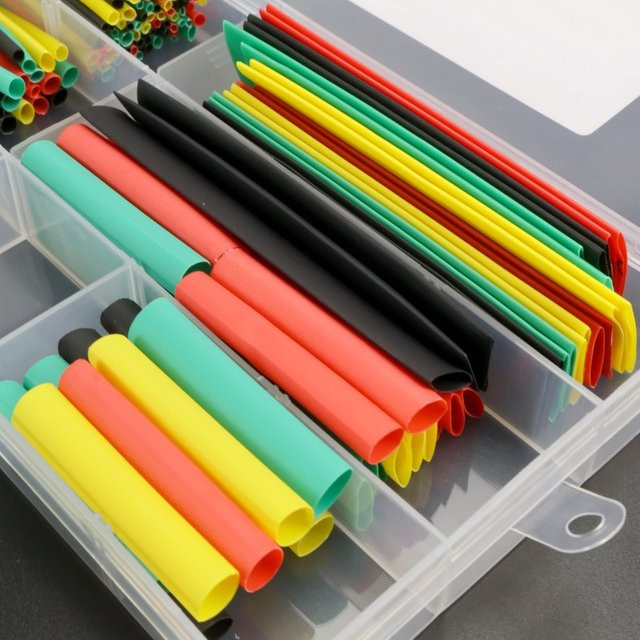 164-teiliges Schrumpfschlauch-Set mit 2:1 Schrumpfverhältnis und Kabelverbinderkappen in Multicolor für Kabelwartung und Kabelschutz - Bild 1