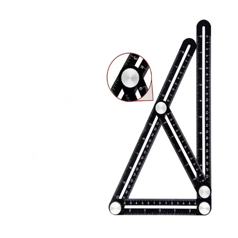 JUSTINLAU Multifunktionales Klappmaßband aus Aluminium-Legierung in Schwarz für Fliesen-Positionierung und Holzbearbeitung - Bild 4