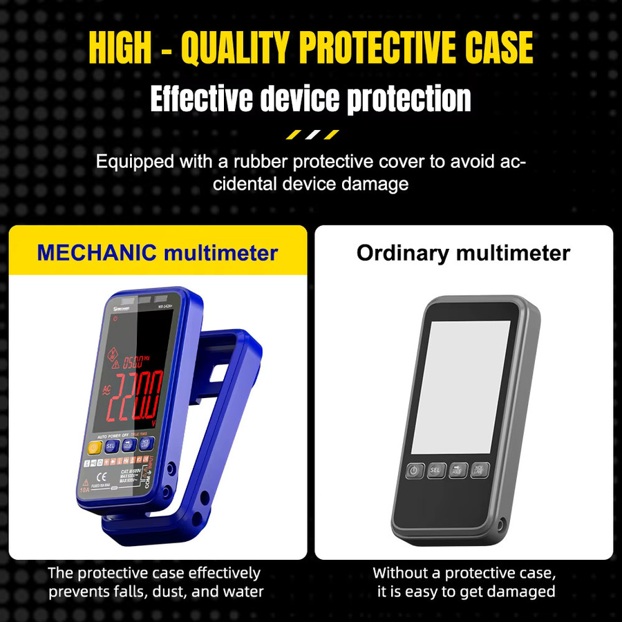 MECHANIC Professionelles Digitalmultimeter True RMS AC/DC Spannungsmessgerät mit USB-Aufladung für Kapazität, Ohm, Hz und Dioden-Durchgangsprüfung - Bild 4