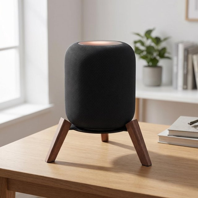 Massivholzständer für Apple HomePod 1. und 2. Generation in Braun, rutschfester Lautsprecherständer zur Vibrationsreduktion und Bassverbesserung - Bild 1