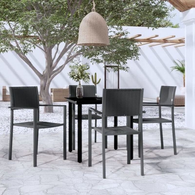 5-tlg. Gartenmöbel-Set aus Polyrattan in Schwarz mit Glas und Stahl von vidaxl - Bild 1