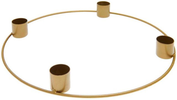 Rico Design Metallring Adventskranz in Gold Matt mit Kerzentüllen Durchmesser: 25 cm