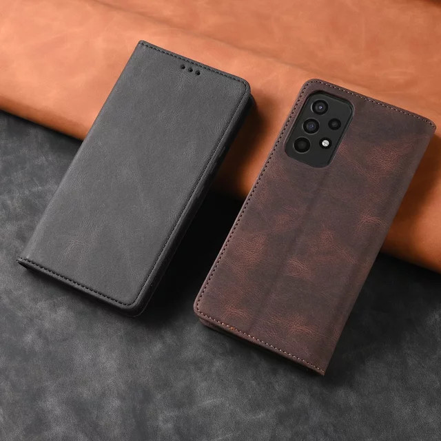 Leder-Brieftasche Flip-Hülle für Xiaomi Redmi Note Serie in Braun mit Kartenhalter - Bild 1