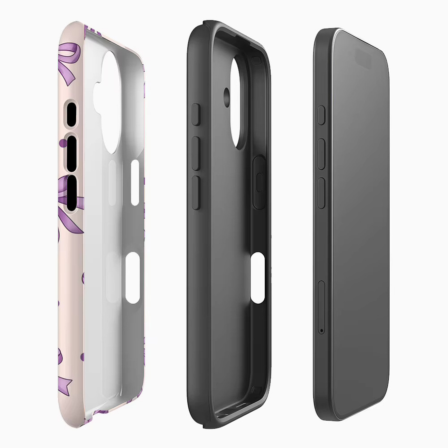 Lila Handyhülle mit Schleifen für Apple iPhone 12 bis iPhone 17 Pro Max Plus mit doppelschichtiger Rückseite - Bild 2