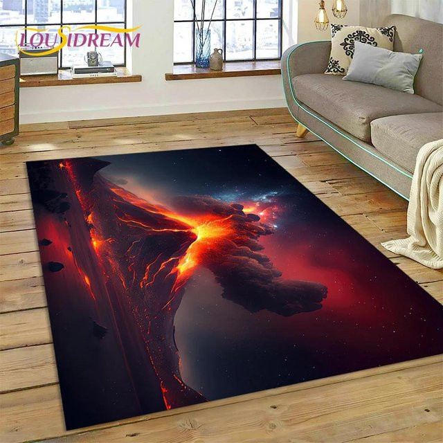 Karpetti Vulkan 3D Lava Magma Teppich, rot, B/T: 90 x 60 cm - Bild 1