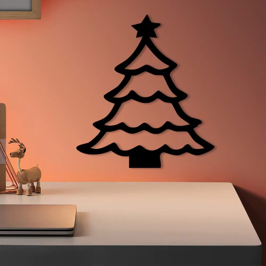 CIFBUY Wandskulptur aus Metall in Sternform, Vintage Weihnachtsbaum-Wanddekoration in Schwarz - Bild 3