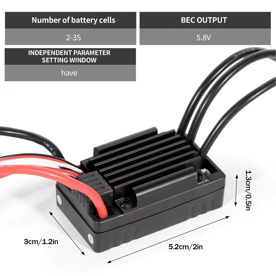 Mitoot Wasserdichter Sensorloser Brushless ESC HG Geschwindigkeitsregler, Schwarz - Bild 4