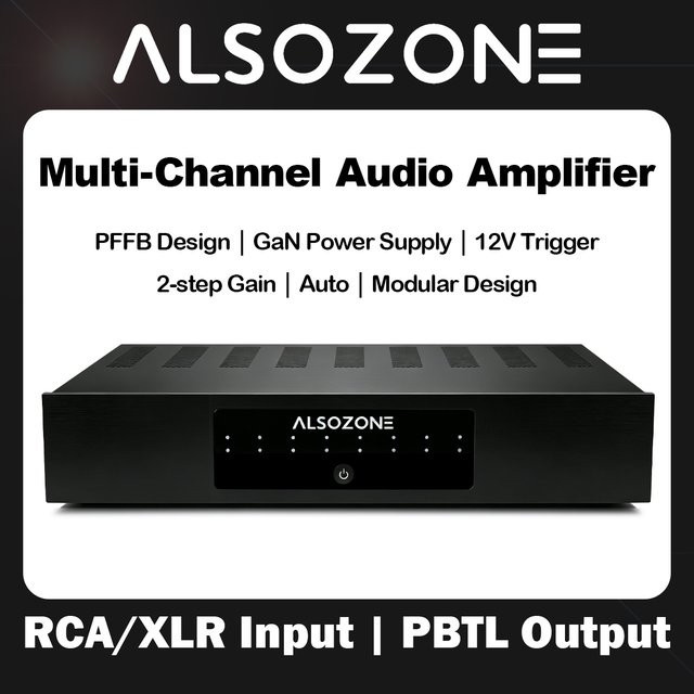 3eAudio PAM258 Mehrkanal-Leistungsverstärker 8-Kanal 250W pro Kanal TPA3255 PBTL GaN & PFFB THD 0,0003% bei 8Ω Schwarz - Bild 1