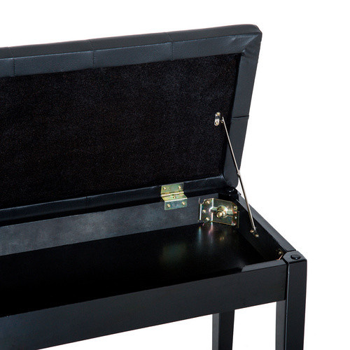 HOMCOM Klavierhocker aus Gummibaumholz in Schwarz, B: 76 cm, H: 50 cm, T: 36 cm - Bild 3
