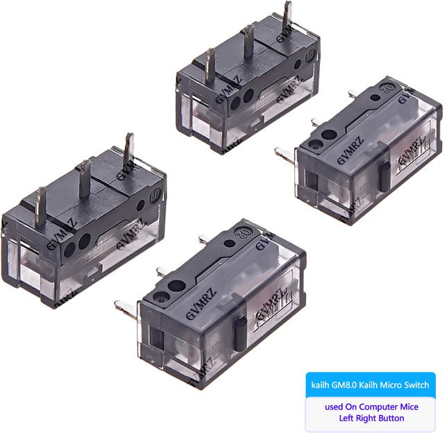 Kailh GM8.0 3-Pin Mikroschalter für Computer-Mäuse, Schwarzer Punkt, 80 Millionen Klicks Lebensdauer, Linke und Rechte Taste für Gaming-Mäuse - Bild 1