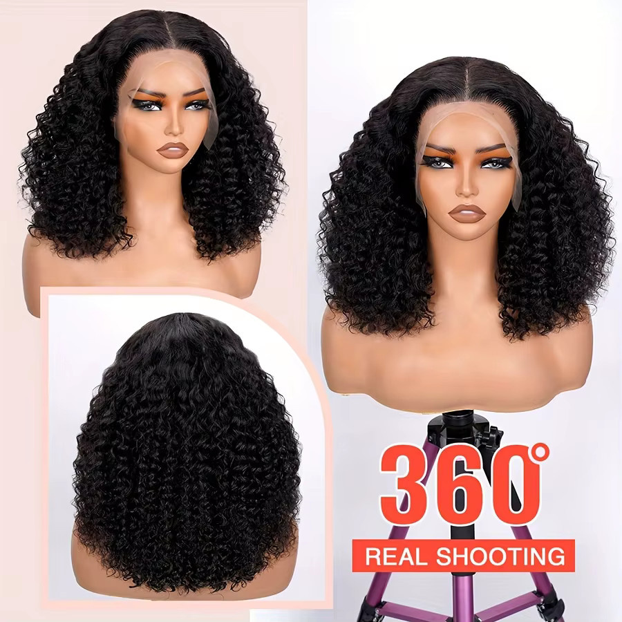Tiefe Welle BOB Echthaar Perücke, Lockige Lace Front Perücke, 13x4 - Bild 2
