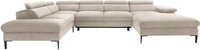 Pascal Morabito Schlafsofa Sepina in L-Form mit Samtbezug, Beige, Breite: 353 cm - Bild 1