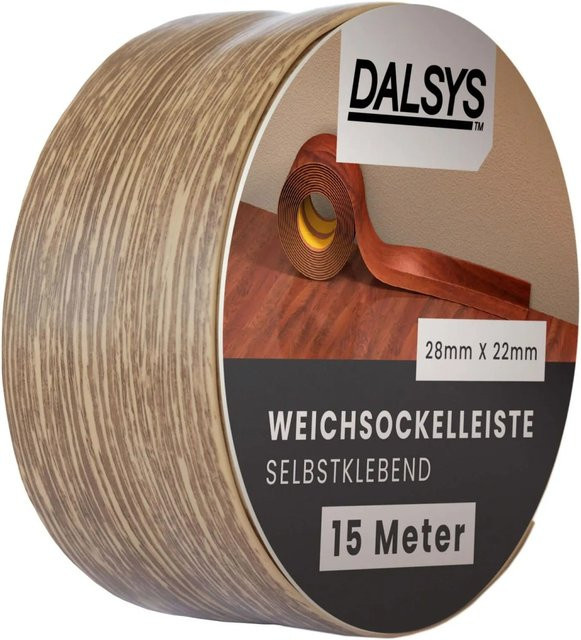 Dalsys Weichsockelleiste selbstklebend aus PVC in Dunkle Eiche, 15 m - Bild 1