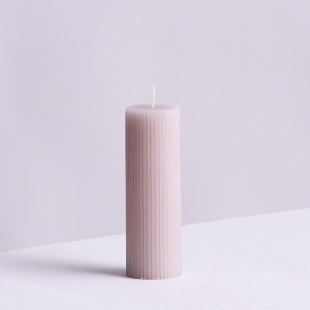 Blockkerze Rille von Blume2000 in Beige, Durchmesser: 7 cm, Höhe: 10 cm - Bild 1