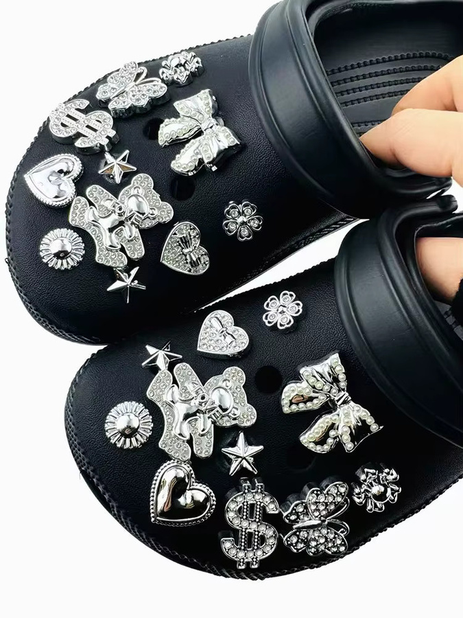 FHLDING Charms-Set, 22-teilig, Silber, Diamant, Bär, Schmetterling, Nieten, Unisex - Bild 7