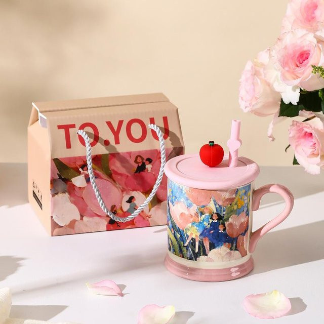 Yiran bag Keramiktasse Blumenmeer mit Ölgemälde-Design, 400 ml, in verschiedenen Farben erhältlich - Bild 1