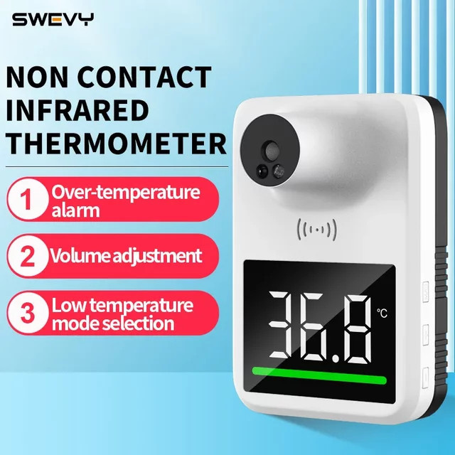 SWEVY LCD-Wandthermometer in Weiß mit berührungsloser Messung, automatischer Funktion, Sprachansage und Datenaufzeichnung - Bild 1