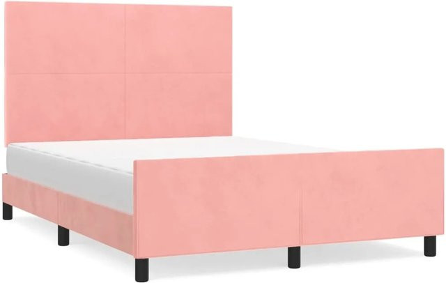 vidaXL Bettgestell mit Kopfteil aus Samt in Rosa, B/T/H: 140 x 190 x 128 cm - Bild 1