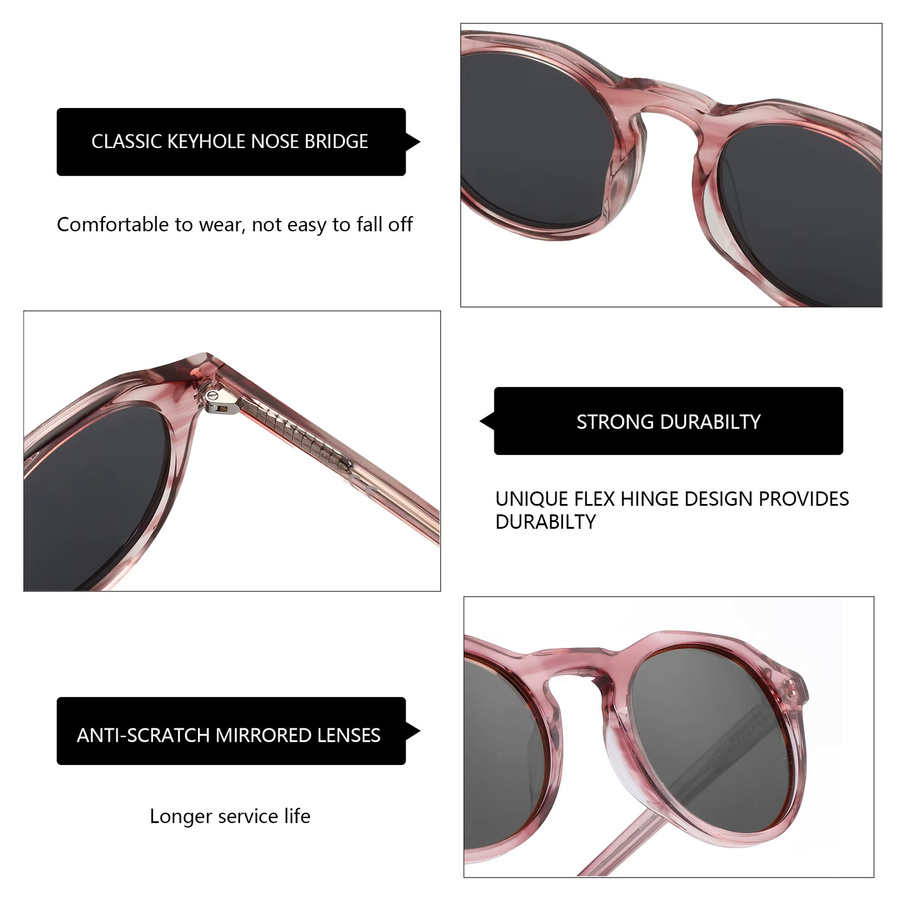 ZENOTTIC Sonnenbrille, rund, Acetat, Vollrand, polarisiert, Unisex - Bild 3