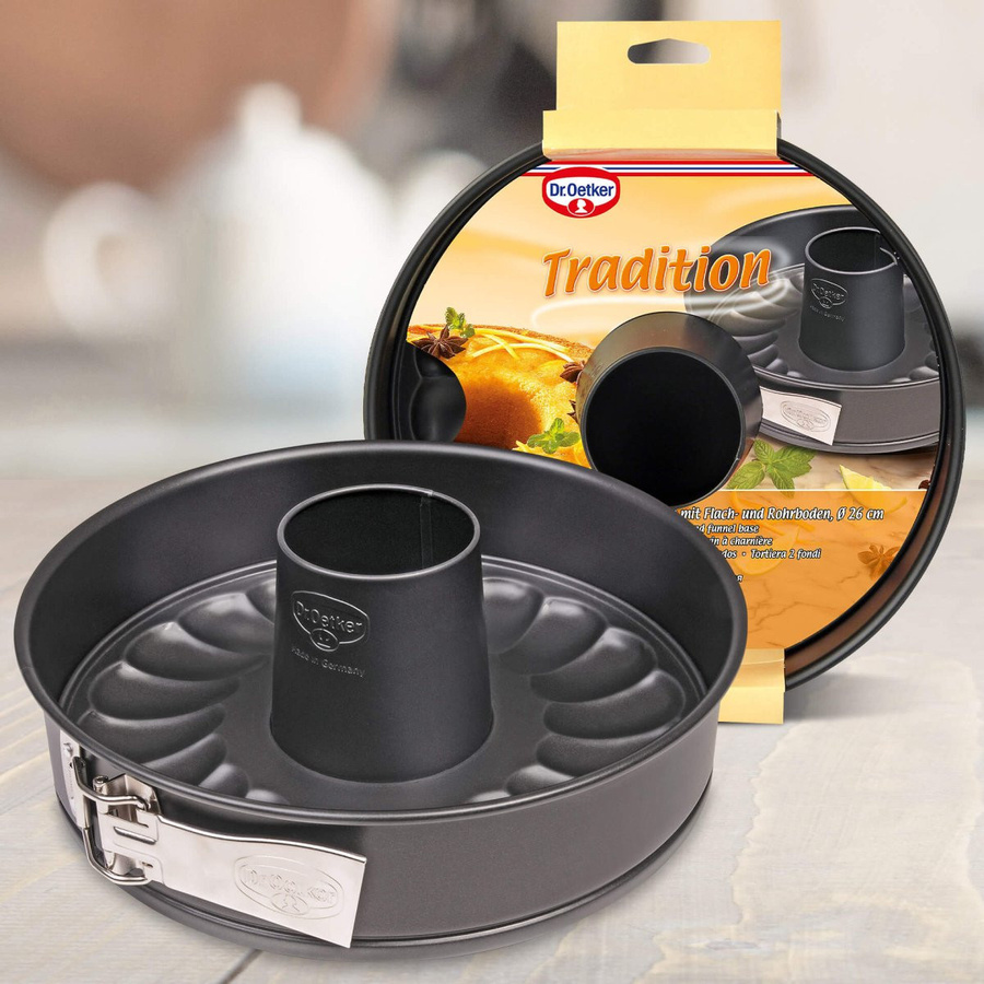 Dr. Oetker Springform Tradition mit Flach- und Rohrboden, Schwarz, Durchmesser: 26 cm - Bild 1