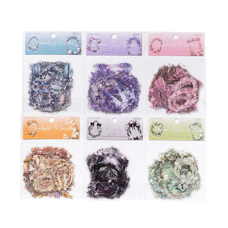 20 Stück ästhetische Blumenaufkleber aus Papier für Scrapbooking und Geschenkverpackungen - Bild 2