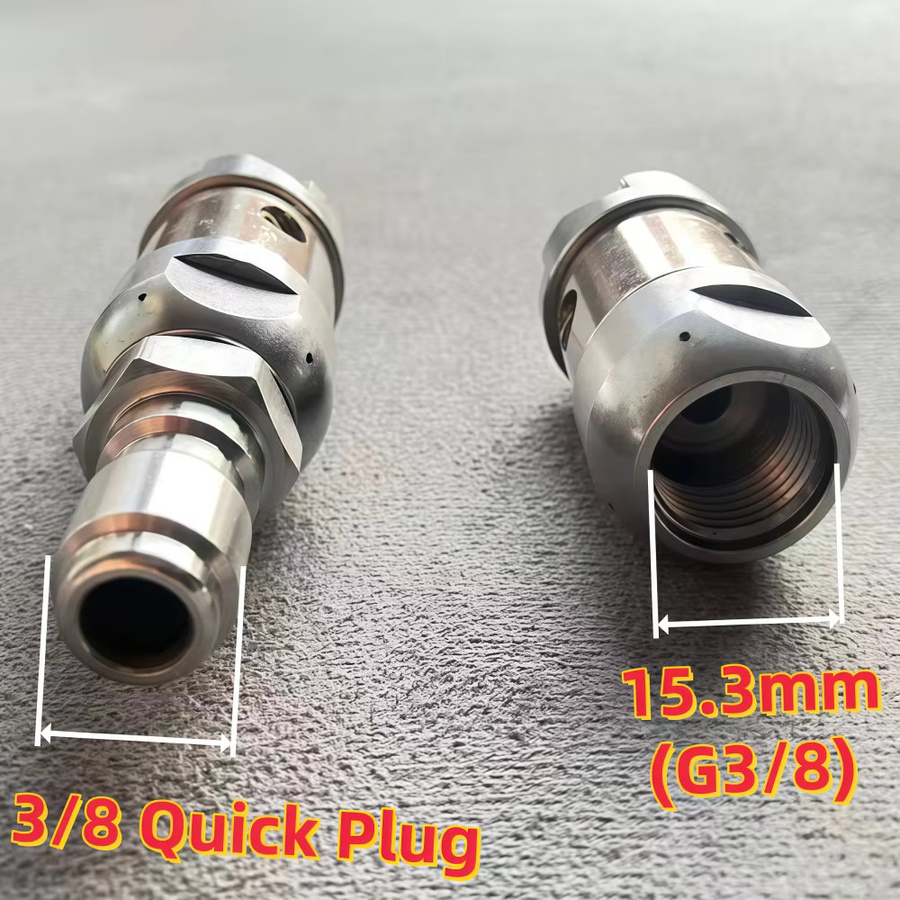 MUZHAN Kanalisations-Reinigung Düse für Hochdruckreiniger mit 3/8 Zoll Drehen Jetting Funktion in Silber, Durchflussrate 10L bis 35L/Min - Bild 2
