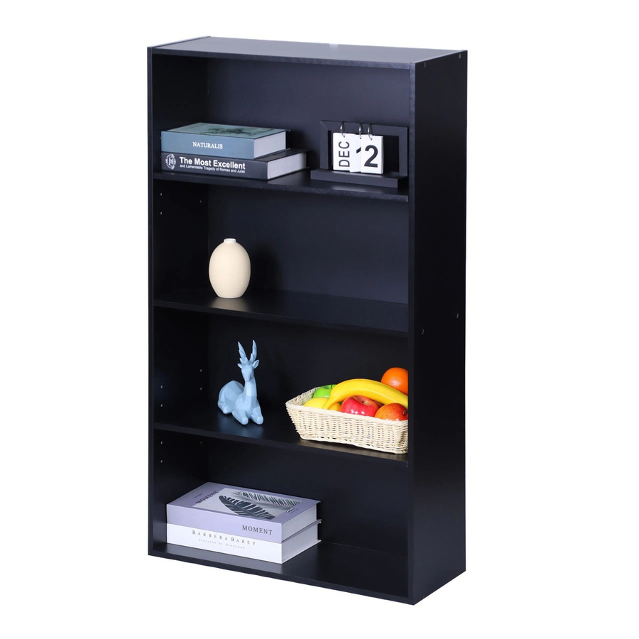 Relaxdays Bücherregal aus Holzwerkstoff in Schwarz mit 4 verstellbaren Ebenen und Rückwand, H: 82 cm, B: 60 cm, T: 24 cm - Bild 2