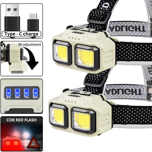 Heinast LED-Scheinwerfer Taschenlampe mit weißem und rotem Licht, wiederaufladbar und wasserdicht für Camping und Angeln - Bild 1