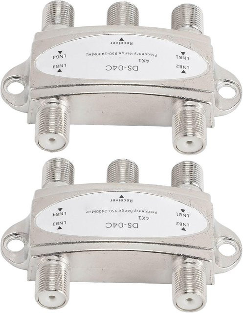 DIYelecs 2er Set DiSEqC 4x1 Schalter 4 Eingang 1 Ausgang 950 bis 2400MHz DiSEqC 1.0 2.0 Satellitensignal Splitter in Silber - Bild 1