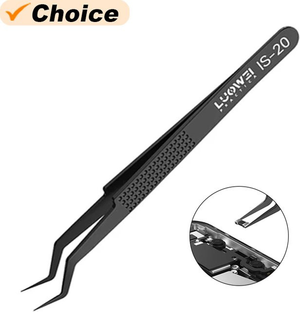 LUOWEI IS-20 Chip Tin Planting Pinzette für Handy BGA Platine Reparatur, Hochpräzise IC Chip Lötpinzette, Schwarz - Bild 1