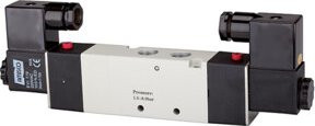 Riegler 5/3-Wegeventil elektropneumatisch, Mitte geschlossen, G 1/2, 230 V, 50 Hz, Farbe: Silber - Bild 1