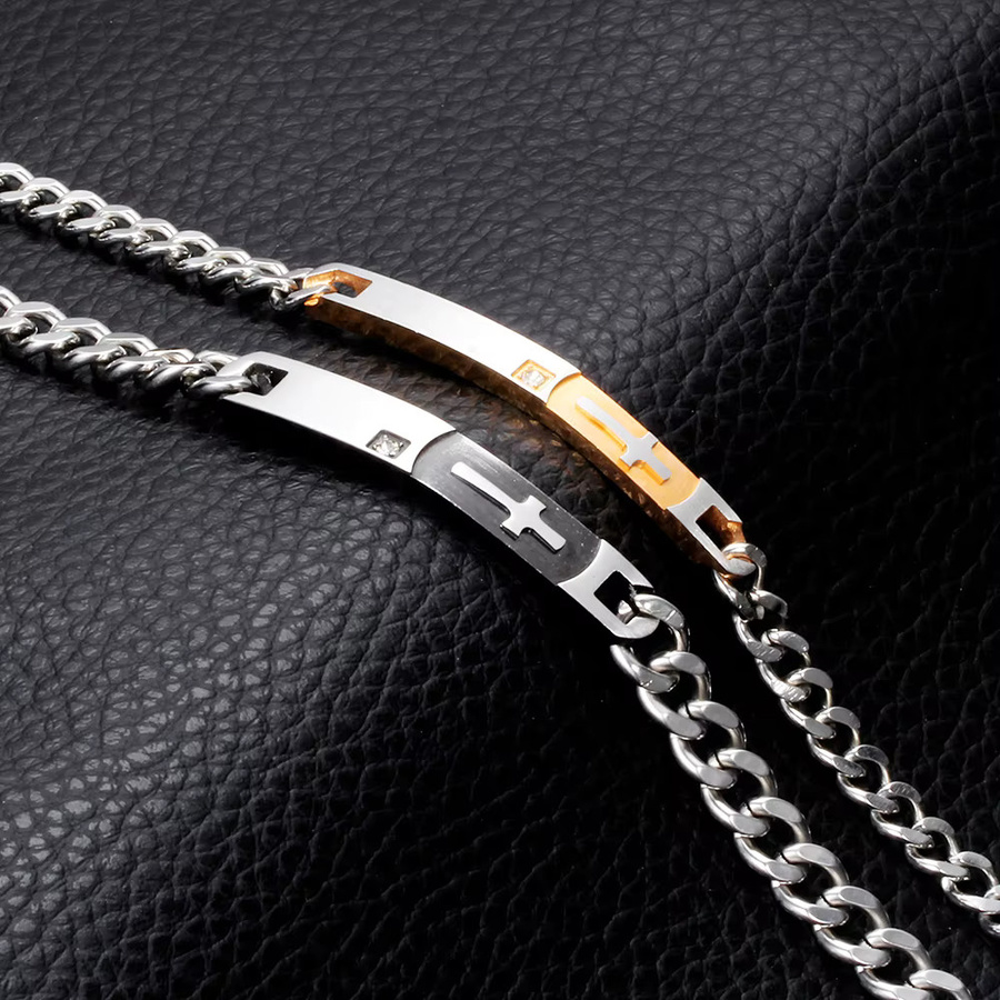 VQYSKO Armbänder Edelstahl, Zirkonia, Bicolor, Unisex - Bild 2