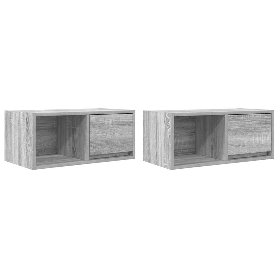 vidaXL TV-Schränke Set aus Holzwerkstoff in Grau Sonoma, 2 Stück, Wandmontage, B: 60 cm, T: 31 cm, H: 25,5 cm - Bild 2