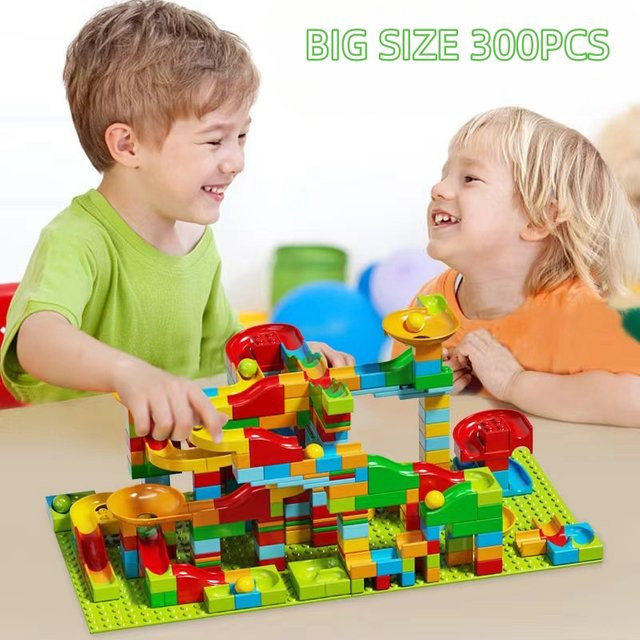 AOBEIBY Marmor-Rennstrecken-Bausteine, 300-teiliges Set, Kunststoff, Bunt / Mehrfarbig - Bild 1