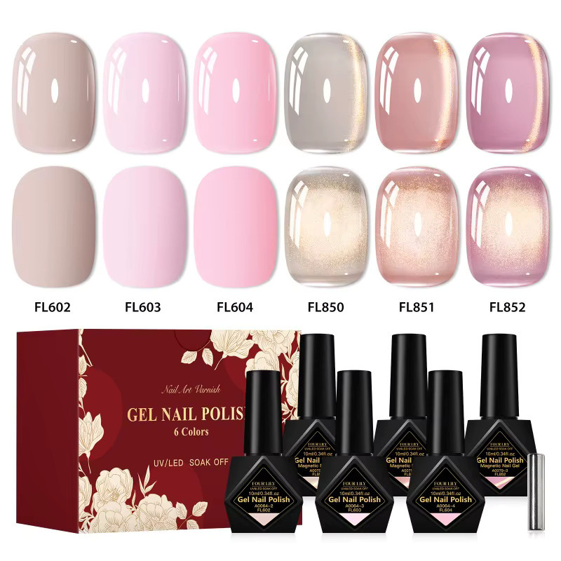 Four Lily Nagellack-Set, 7-teilig, Gel und Farbgel, rosa und schwarz - Bild 2