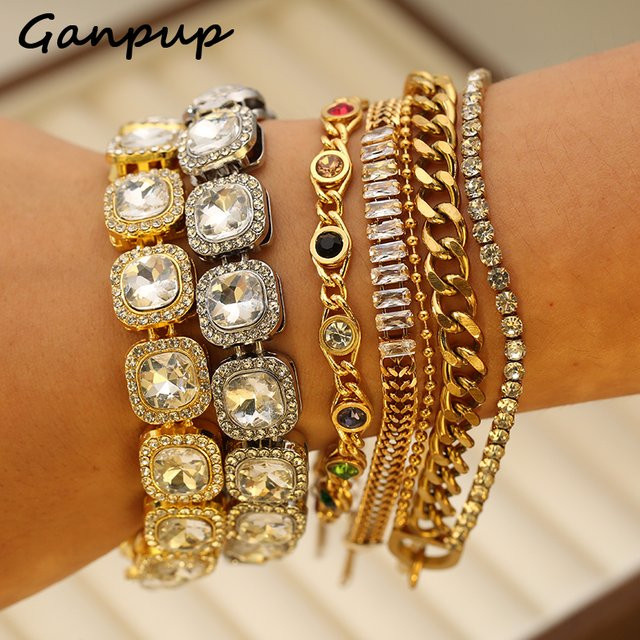 GANPUP Armband Armreif, 316L Edelstahl, Zirkonia, Unisex - Bild 1