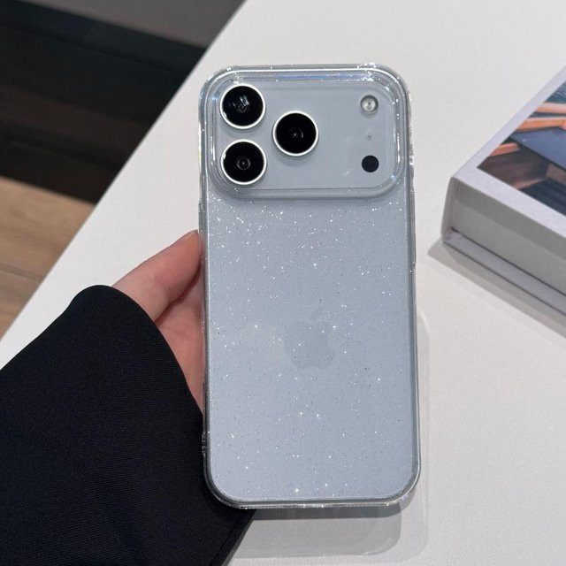Tuiying002 Glitzer Handyhülle für iPhone 17 16 15 14 11 Pro Max Stoßfest Transparent Grau - Bild 1