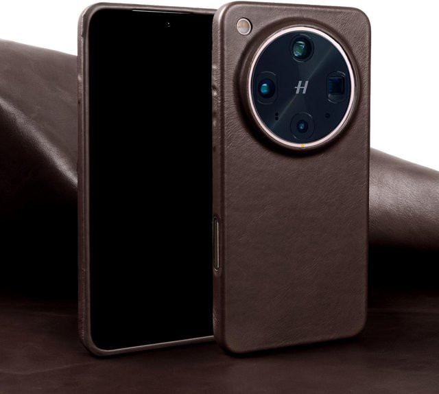 Echte Lederhülle aus Ölwachs für OPPO Find X8 Pro, Reno 9 Pro Plus, Farbe: Braun - Bild 1