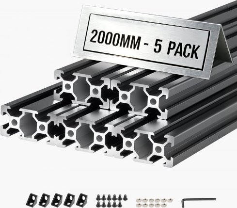 VEVOR 5er Set 2040 Aluminium Extrusion Profile V-Slot nach europäischem Standard, schwarz, Länge: 2000 mm - Bild 1
