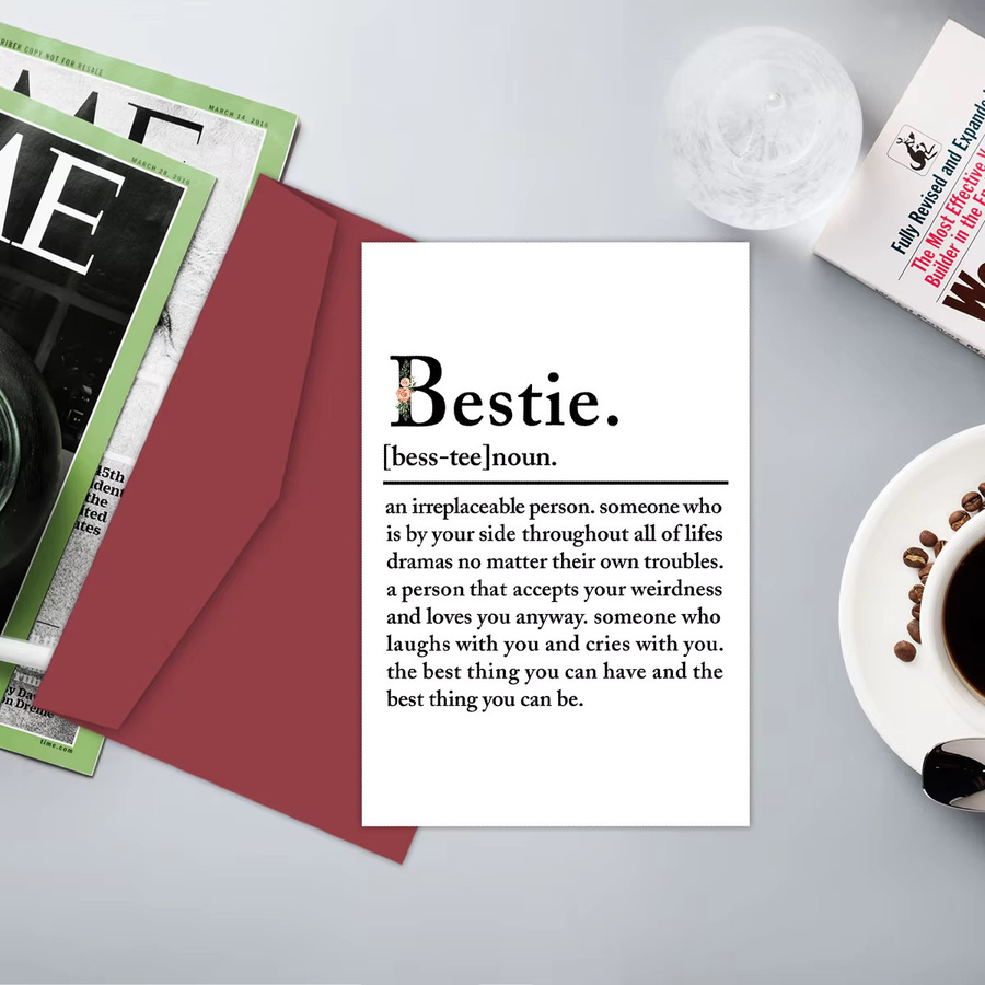 Lustige Geburtstagskarte für die beste Freundin in Weiß mit Bestie-Definition-Motiv - Bild 4